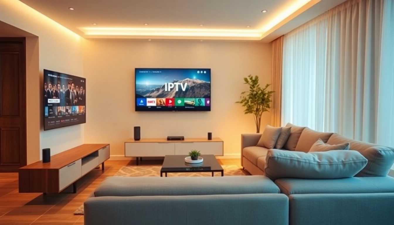 Experience IPTV Suisse with a sleek setup showcasing modern entertainment options.