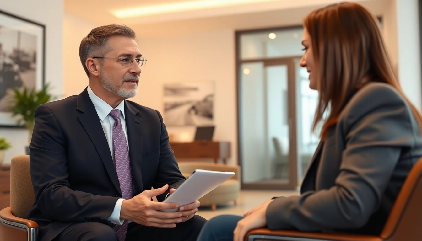 Florida Car accident attorneys reviewing case details with a client in a welcoming office.