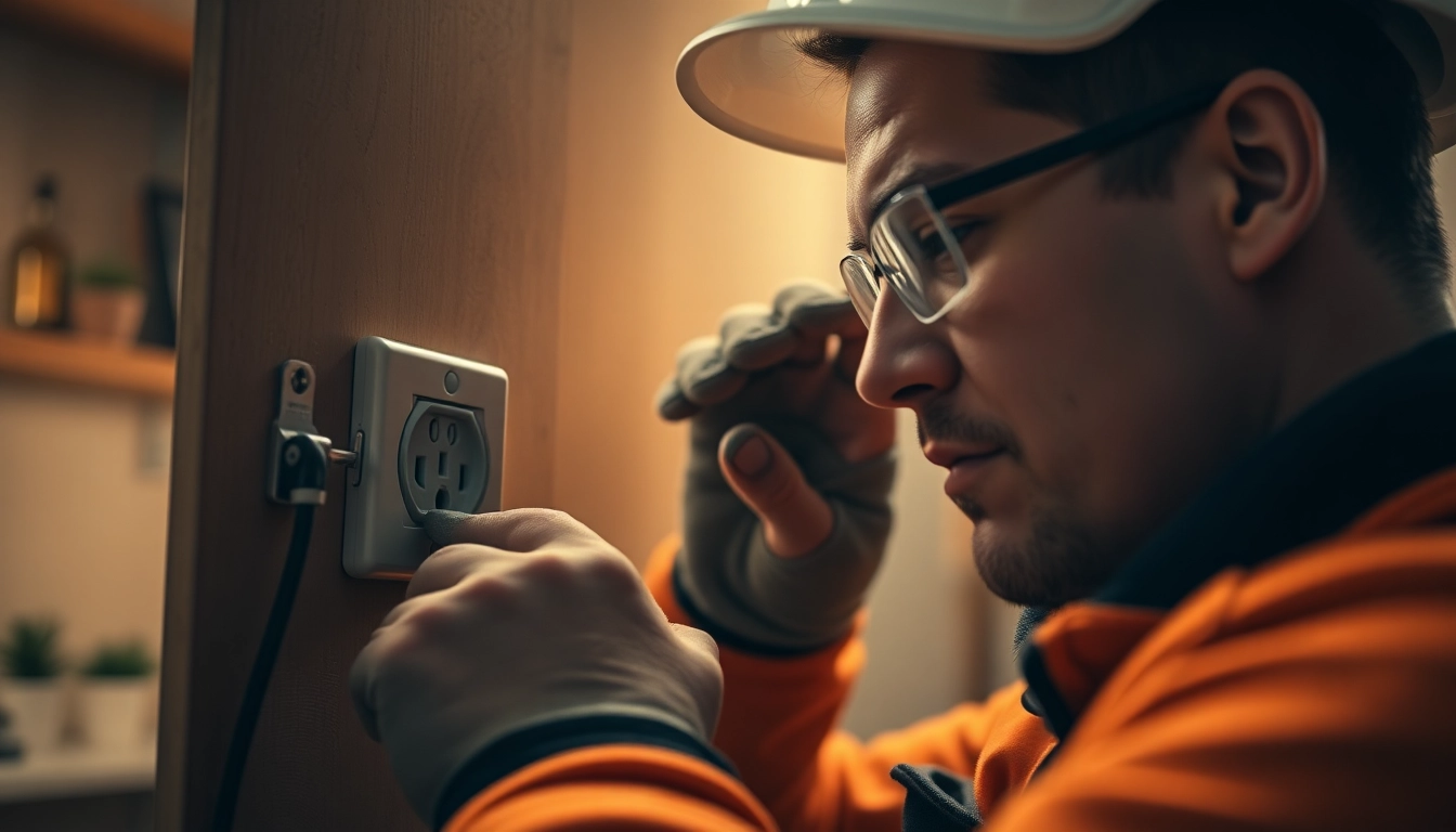 Experienced Elektriker Notdienst fixing a power socket with tools in hand, ensuring safety and efficiency for customers.