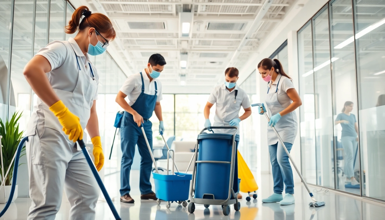 Jacksonville commercial cleaning team diligently cleaning an office space to ensure a pristine environment.