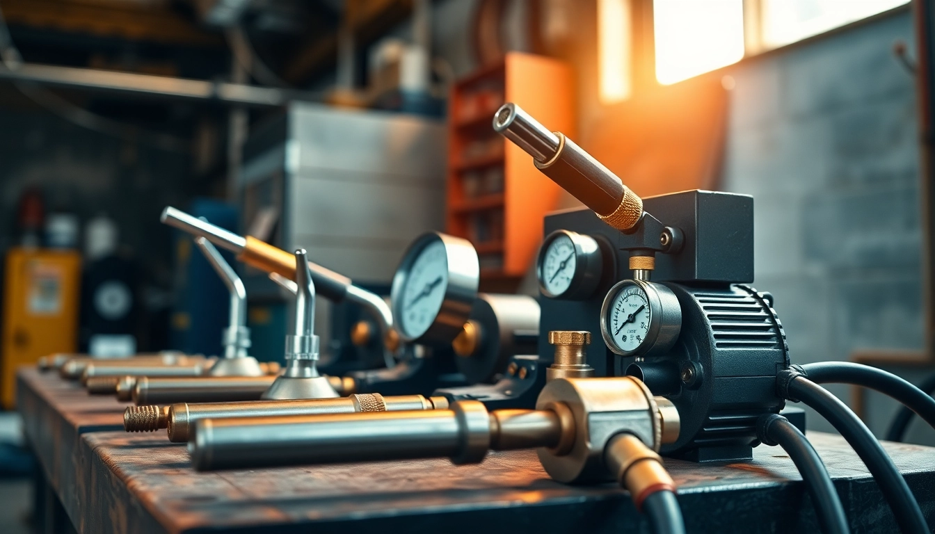 Using the oxy gas welding kit for precision welding with various nozzles and gauges on a workbench.