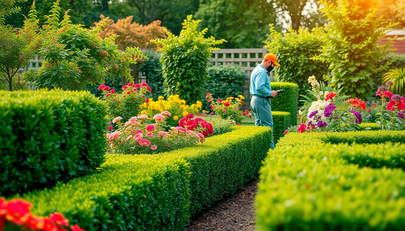 Skilled worker delivering garden maintenance service to create a vibrant and well-maintained landscape.