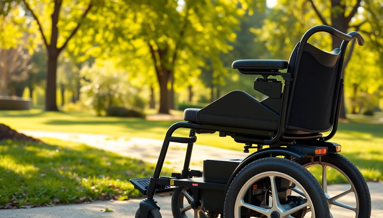 Efficiently navigate with a stylish power wheelchair in a bright, tranquil park setting.