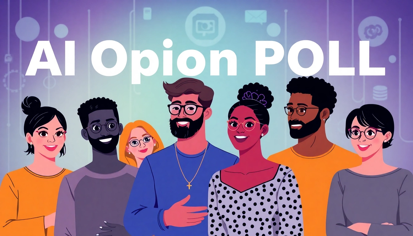 The AI Opinion poll showcases diverse participants actively engaging in discussions about artificial intelligence.