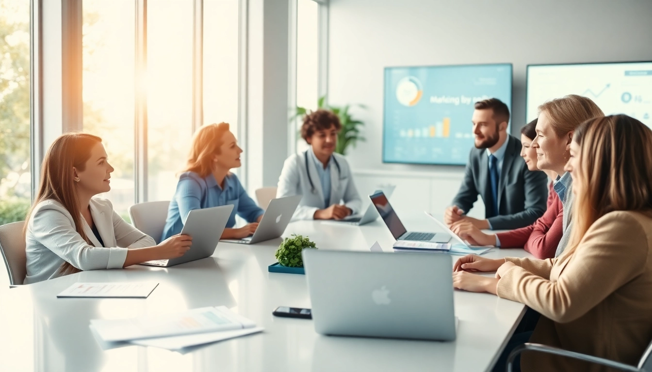 Marketing für Pflegedienste während einer professionellen Beratungssitzung mit Experten.