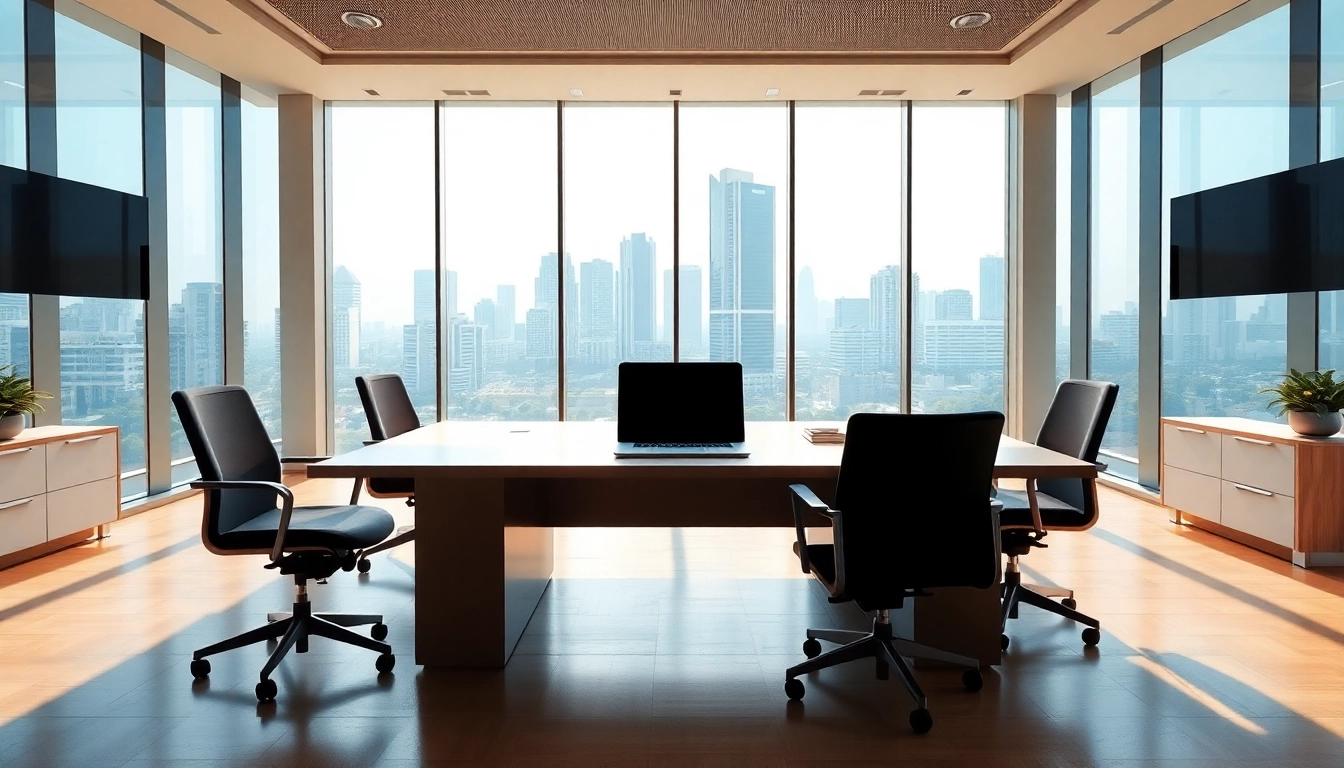 Discover a captivating office for rent in Bangalore, featuring a sleek modern workspace and city views.