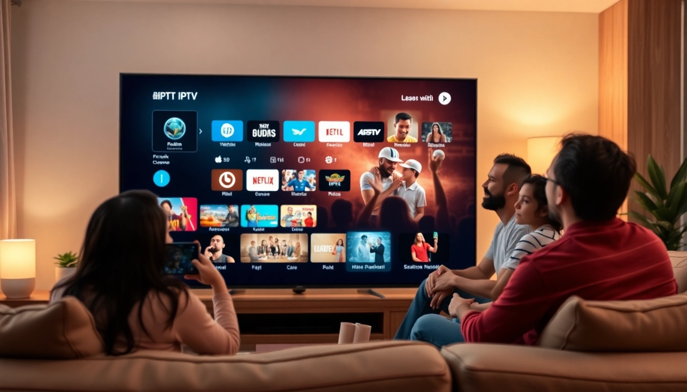 Explore IPTV Subscription USA with a professional home entertainment setup, highlighting family engagement.
