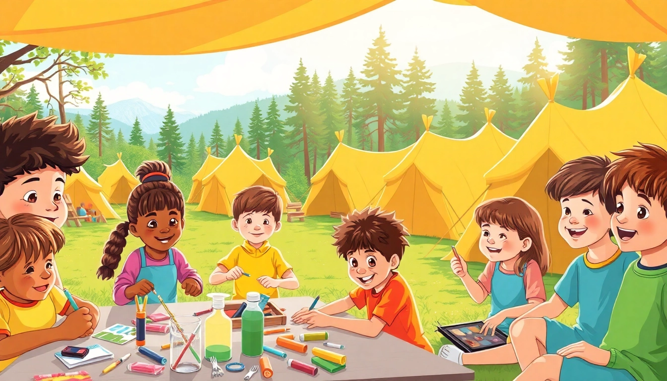 Children enjoying fun activities at holiday camps in a colorful and welcoming environment.
