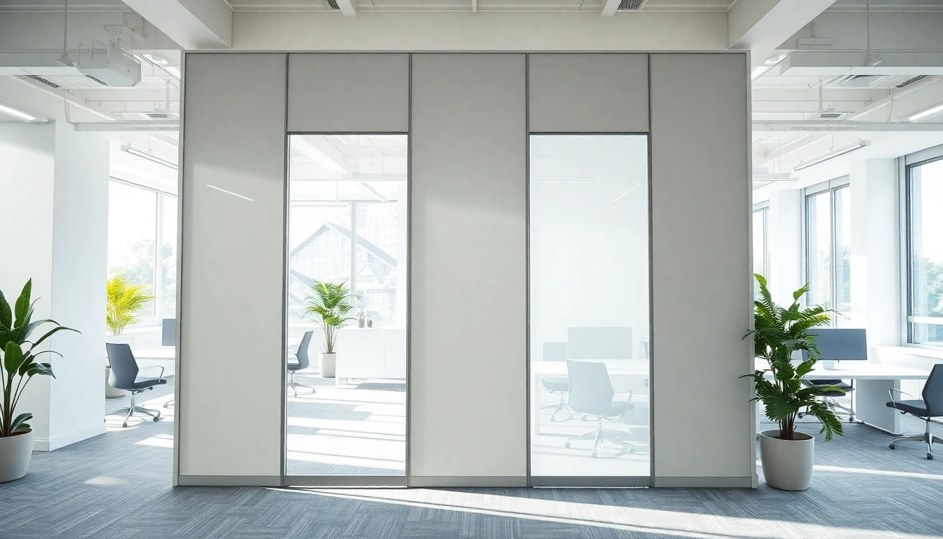Showcasing a folding partition wall enhancing workspace flexibility and collaboration.