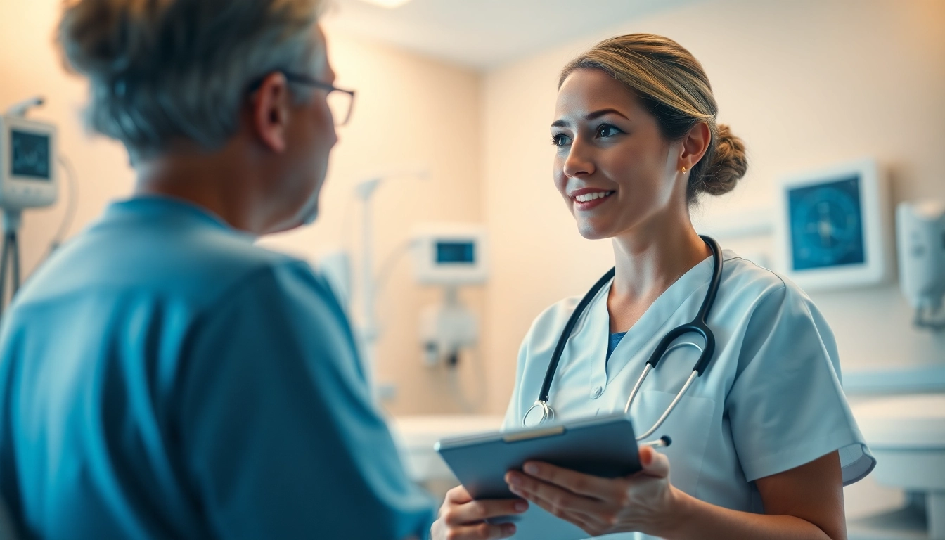 AIDET in nursing demonstration through effective communication between a nurse and patient.