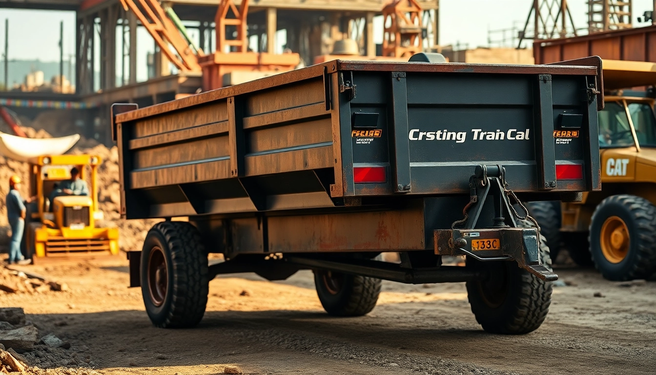 Browse dump trailer for sale near me with a strong presence on a vibrant construction site.